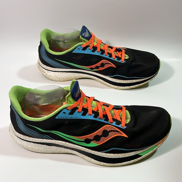 Saucony Endorphin Pro Running Shoes Black Orange Green Blue Sneakers Size 13 - Picture 3 of 12